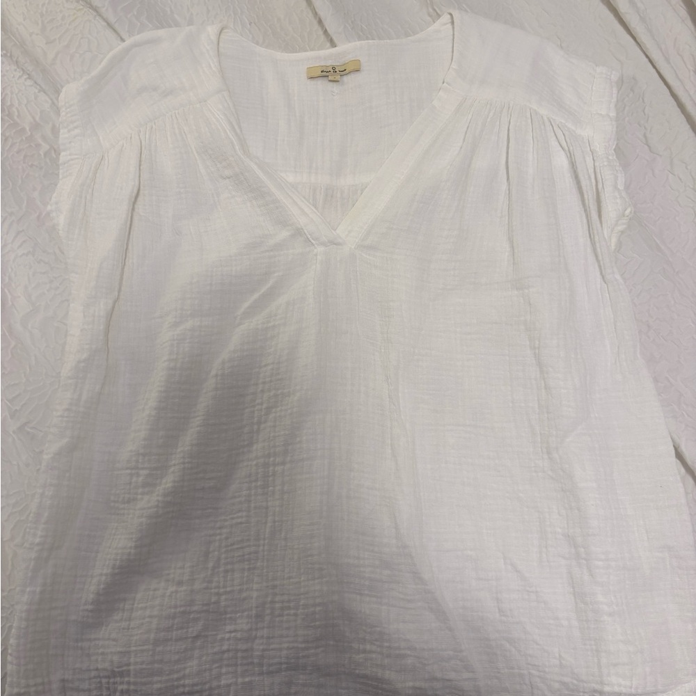 White V-Neck Women's Top